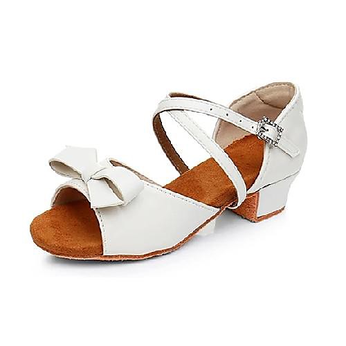 

Women's Latin Shoes Heel Bowknot Thick Heel White