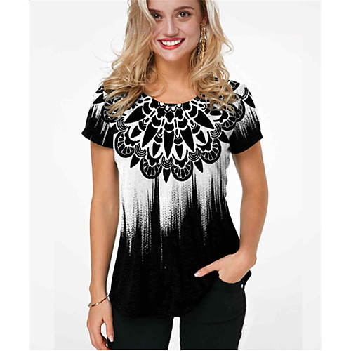

Women's Plus Size Print Graphic Prints Blouse Large Size Round Neck Short Sleeve Tops Big Size