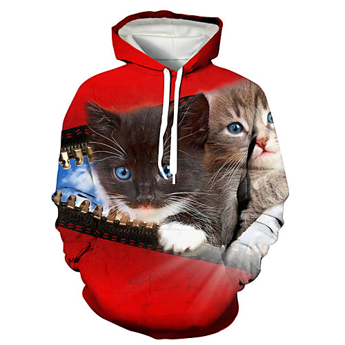 

Men's Pullover Hoodie Sweatshirt Animal Patterned Graphic 3D Print Daily 3D Print 3D Print Casual Hoodies Sweatshirts Red