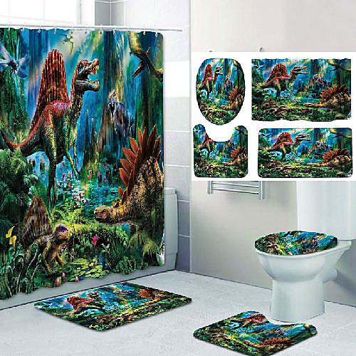 

Bathroom Shower Curtain & Mat Set Classic Polyester New Design