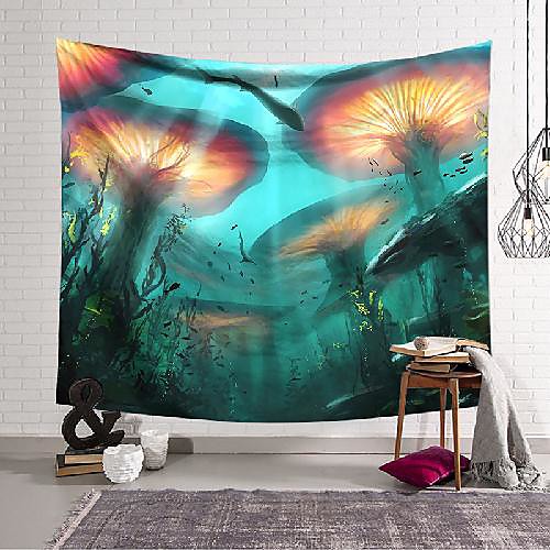 

wall tapestry art decor blanket curtain hanging home bedroom living room decoration underwater mushroom chlorella polyester