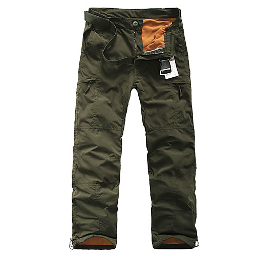 

Men's Hiking Cargo Pants Solid Color Winter Outdoor Fleece Lining Comfortable Anti-tear Multi-Pockets Cotton Bottoms Black (A section) B black B Army Green B dark gray Army green (A section) Fishing