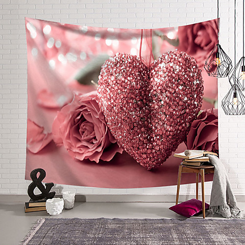 

Valentine's Day Wall Tapestry Art Decor Blanket Curtain Hanging Home Bedroom Living Room Decoration Heart Rose