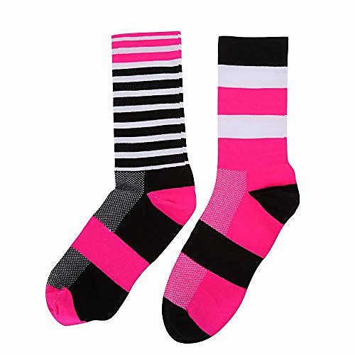 

sports sock middle calf design anti-slip wear-resistant breathable shockproof sock for climbing hiking running (bluepink)