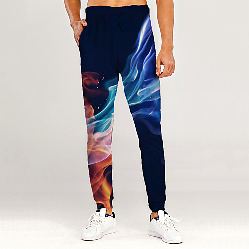 

Men's Novelty Casual / Sporty Outdoor Sports Casual Daily Sweatpants Trousers Pants Graphic 3D Full Length Print Blue