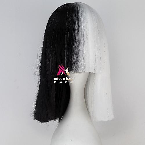 

Synthetic Wig sia Straight With Bangs Wig Short Blonde White Synthetic Hair 14 inch Women's Cool Exquisite Blonde White