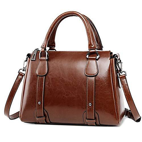 

genuine leather handbag purse for women, large ladies top-handle tote crossbody shoulder bag (color : dark brown)
