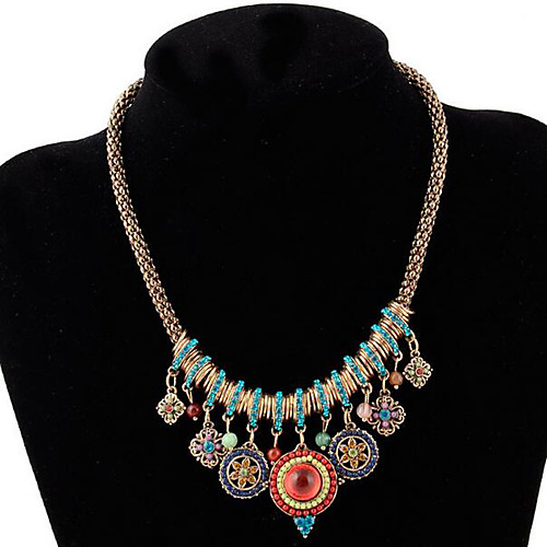 

Women's Choker Necklace Collar Necklace Tassel Precious Vintage Boho Zircon Gold Plated Alloy Rainbow 45 cm Necklace Jewelry 1pc For Christmas Halloween Party Evening Street Gift