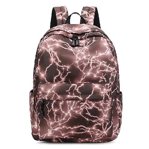 

Women's Nylon School Bag Large Capacity Zipper Geometric Floral Print Daily Outdoor Backpack Blue Blushing Pink Light Grey Khaki