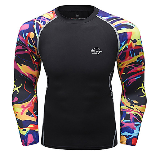 

CODYLUNDIN Men's Long Sleeve Compression Shirt Running Shirt Tee Tshirt Top Athletic Breathable Quick Dry Moisture Wicking Gym Workout Running Active Training Jogging Exercise Sportswear 3D Normal