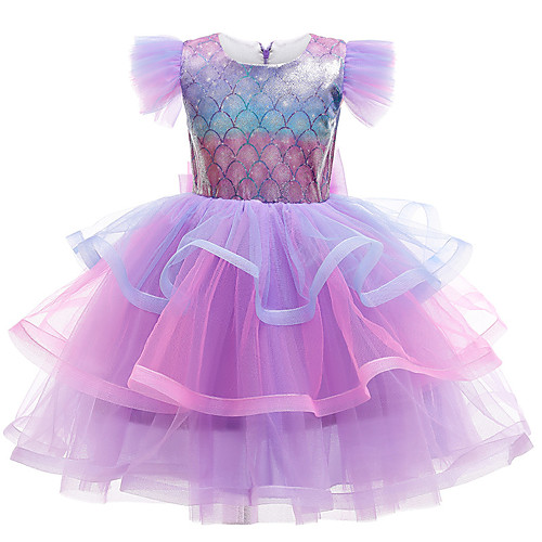 

Princess Flapper Dress Dress Party Costume Girls' Movie Cosplay Cosplay Costume Party Purple Dress Christmas Children's Day New Year Polyester Organza