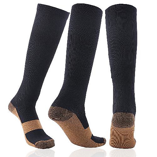 

Compression Socks 1 Pair Women's Men's Socks Moisture Wicking Running Sports Winter Color Block Nylon color White Black / Athletic / High Elasticity