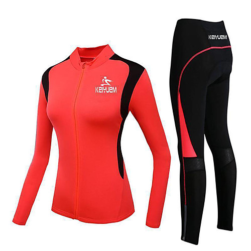 

Women's Long Sleeve Cycling Jersey with Tights Cycling Jersey with Bib Shorts Red Green Bike Breathable Sports Road Bike Cycling Clothing Apparel / Stretchy