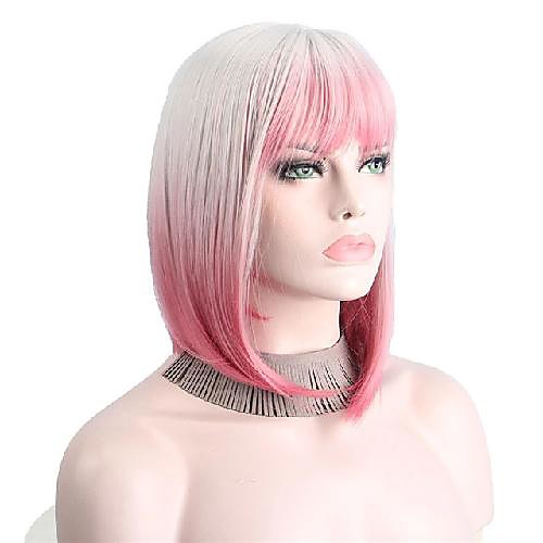 

12 inch synthetic cosplay wigs for black women with bangs short omber wig natural wave ombre anxin bob part shoulder length