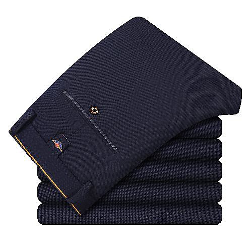 

Black / Navy Blue Solid Colored Standard Fit Spandex / Polyester Suit - Notch No Buttons