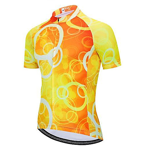 

21Grams Men's Short Sleeve Cycling Jersey Yellow Bike Jersey Top Mountain Bike MTB Road Bike Cycling UV Resistant Quick Dry Sports Clothing Apparel / Athletic