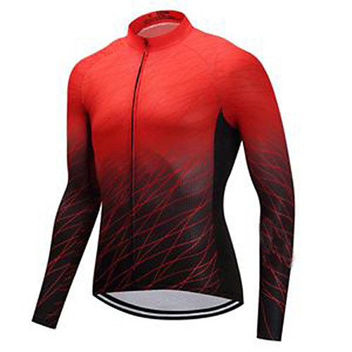 

21Grams Men's Long Sleeve Cycling Jersey Red Gradient Bike Jersey Mountain Bike MTB Road Bike Cycling Breathable Sports Clothing Apparel / Athletic