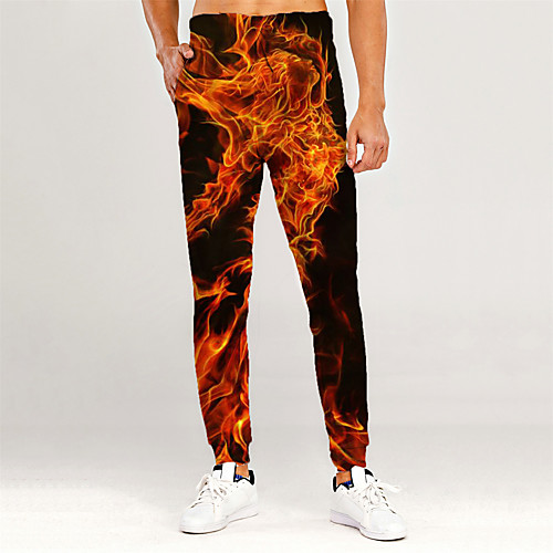 

Men's Novelty Casual / Sporty Outdoor Sports Casual Daily Sweatpants Trousers Pants Graphic 3D Full Length Print Orange