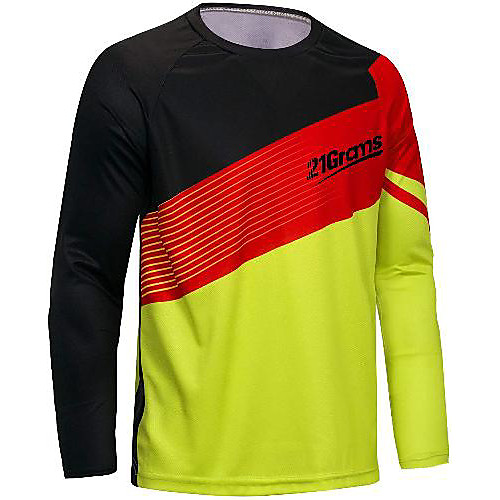 

21Grams Men's Long Sleeve Downhill Jersey Spandex Yellow Bike Jersey Mountain Bike MTB Road Bike Cycling UV Resistant Quick Dry Sports Clothing Apparel / Athletic