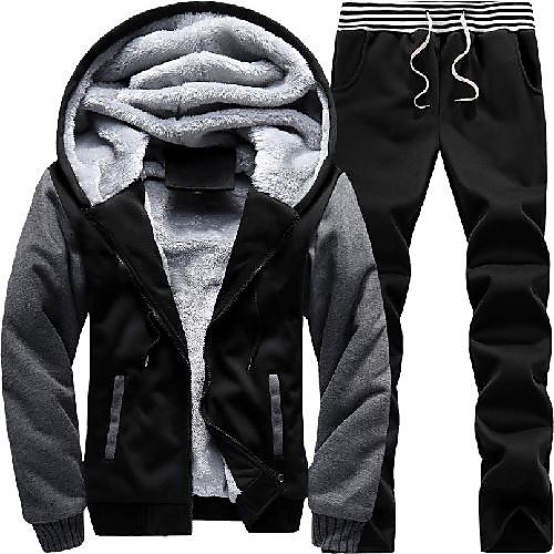 

Men's 2-Piece Full Zip Tracksuit Sweatsuit Jogging Suit Casual Long Sleeve Winter Front Zipper Fleece Thermal Warm Windproof Soft Fitness Running Walking Jogging Sportswear Plus Size Hoodie Jacket