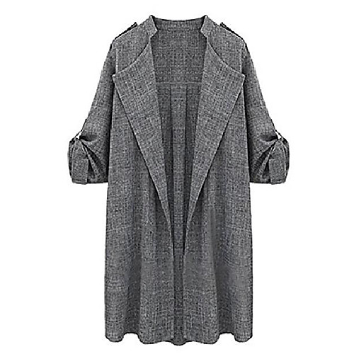 

women's 3/4 sleeve plus size fashion casual trench coat light long cardigan jacket xxl dark gray