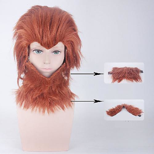 

Cosplay Costume Wig Monkey King Natural Straight Asymmetrical Wig Short Dark Brown Synthetic Hair Men's Anime Cosplay Soft Dark Brown / Natural Hairline