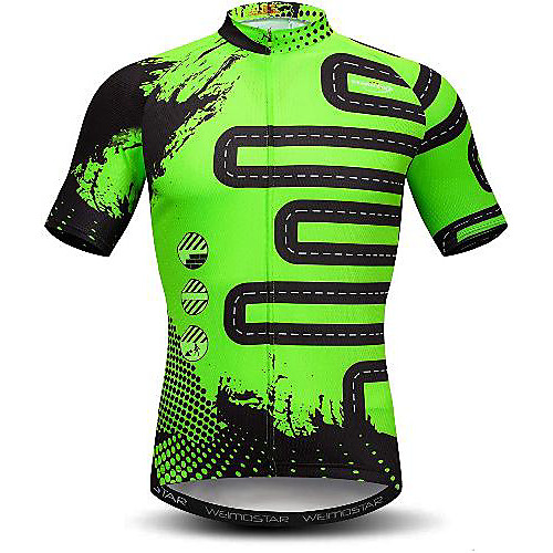 

21Grams Men's Short Sleeve Cycling Jersey Green Bike Jersey Mountain Bike MTB Road Bike Cycling Breathable Quick Dry Sports Clothing Apparel / Athletic