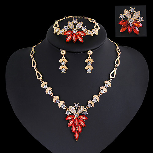 

Women's Jewelry Set Bridal Jewelry Sets Tassel Fringe Precious Fashion Gold Plated Earrings Jewelry Red For Christmas Wedding Halloween Party Evening Gift 1 set