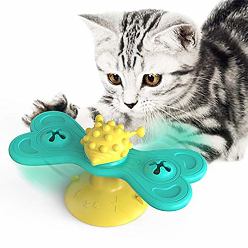 

windmill cat toy puzzle rotating turntable with brush cat play game toy windmill kitten interactive tickling toy pet supplies-c