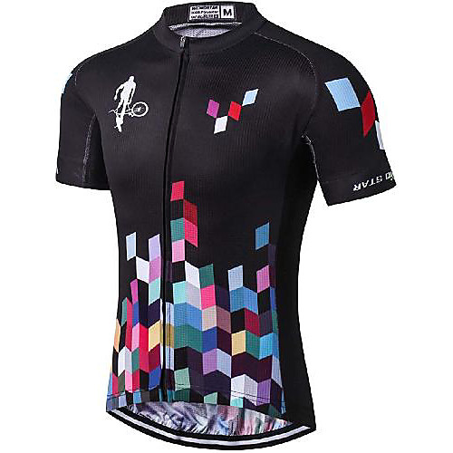 

21Grams Men's Short Sleeve Cycling Jersey Black Bike Jersey Mountain Bike MTB Road Bike Cycling Breathable Quick Dry Sports Clothing Apparel / Athletic