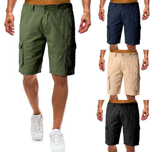 

Men's Hiking Shorts Hiking Cargo Shorts Solid Color Summer Outdoor 10 Ventilation Multi-Pockets Breathable Soft Cotton Shorts Bottoms Black Khaki Green Dark Navy Hunting Fishing Climbing 28 29 30 31