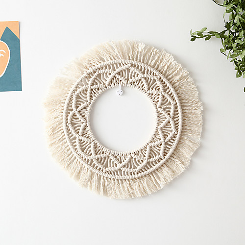 

Hand Woven Macrame Wall Hanging Ornament Bohemian Boho Art Decor Home Bedroom Living Room Decoration Nordic Handmade Tassel Cotton 3434Cm