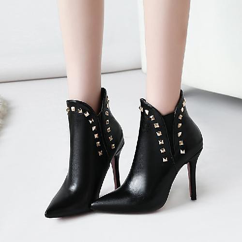 

Women's Boots Stiletto Heel Pointed Toe Daily PU Synthetics White Black Red