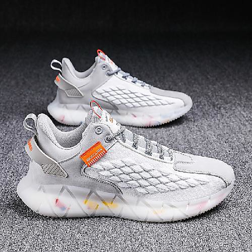 

Men's Trainers Athletic Shoes Daily Walking Shoes Tissage Volant Breathable Non-slipping Wear Proof Black and White Black Orange Fall
