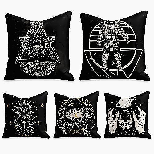 

tarot divination cushion cover 5pc linen soft decorative square throw pillow cover cushion case pillowcase for sofa bedroom 45 x 45 cm (18 x 18 inch) superior quality machine washable