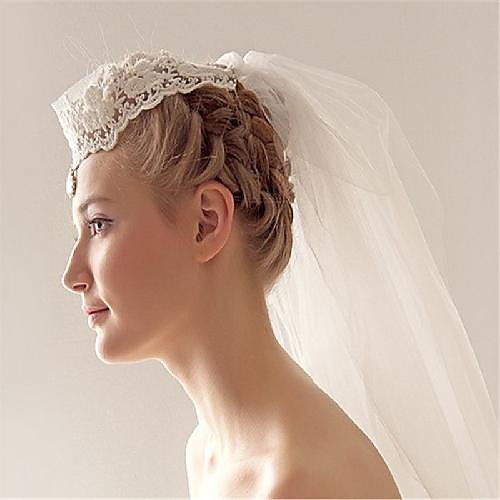 

Two-tier Stylish Wedding Veil Elbow Veils with Sparkling Glitter / Crystals / Rhinestones Lace / Tulle