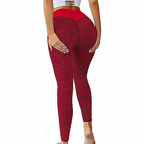 

women's ruched butt lifting high waist yoga pants tummy control stretchy workout leggings textured booty tights