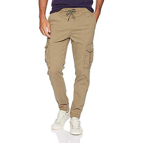

men's elastic waist stretch twill relaxed fit cargo jogger pants