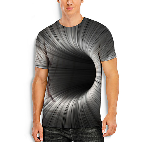 

Men's T shirt 3D Print Graphic 3D Print Short Sleeve Casual Tops Simple Classic Gray