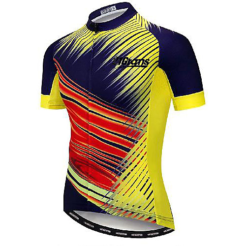 

21Grams Men's Short Sleeve Cycling Jersey Yellow Bike Jersey Mountain Bike MTB Road Bike Cycling Breathable Quick Dry Sports Clothing Apparel / Athletic