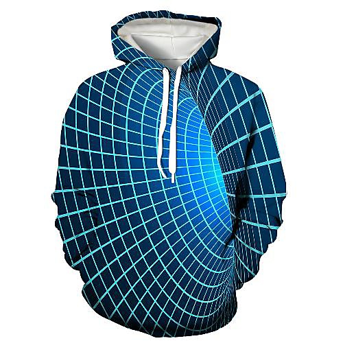 

Men's Pullover Hoodie Sweatshirt Graphic Optical Illusion 3D Print Hooded Daily 3D Print 3D Print Casual Hoodies Sweatshirts Long Sleeve Blue