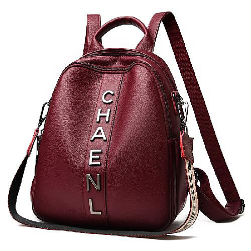 

Women's Leather PU School Bag Rucksack Commuter Backpack Large Capacity Waterproof Zipper Sports & Outdoor Daily Backpack Black Blue Red Gray