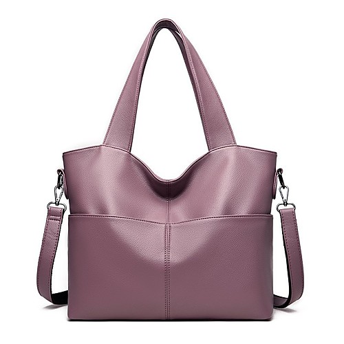 

Women's Bags PU Leather Leather Tote Satchel Top Handle Bag Zipper Daily Outdoor Handbags Baguette Bag Wine Black Blue Purple