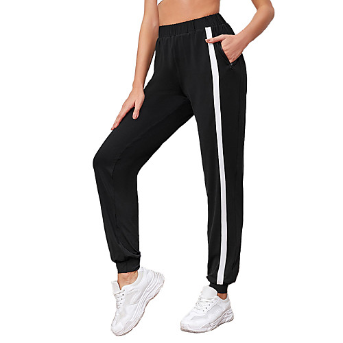 

Women's Sweatpants Joggers Jogger Pants Athletic Bottoms Drawstring Spandex Gym Workout Running Jogging Training Exercise Thermal Warm Breathable Soft Sport Stripes Black / Stretchy / Athleisure