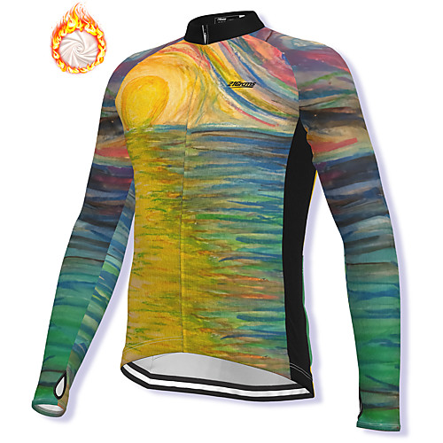 

21Grams Men's Long Sleeve Cycling Jacket Winter Fleece Spandex Yellow Bike Jacket Mountain Bike MTB Road Bike Cycling Fleece Lining Warm Sports Clothing Apparel / Stretchy / Athleisure