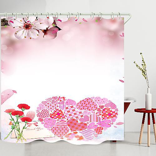 

valentine's day flowers love heart digital printing shower curtain shower curtains hooks modern polyester new design