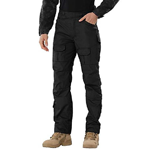 

men's scratch-resistant military combat tactical pants,outdoor hiking work bdu cargo pants workwear with 10 pockets wg4f black 42