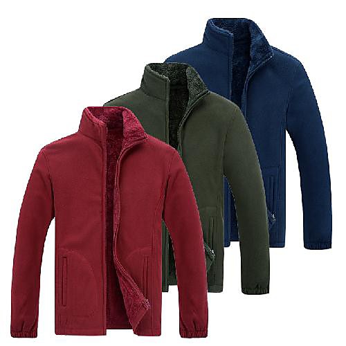 

mens fleece jacket full zip polar fleece sweatshirts hoodies man soft breathable windproof fleece sweatshirt jacket coat tops for walking hiking travel casual (dark blue, small)