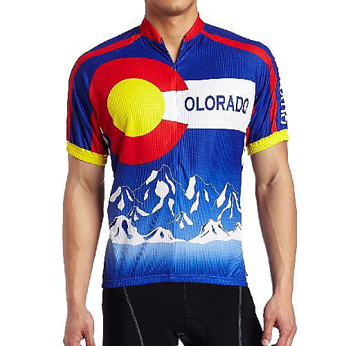 

21Grams Men's Short Sleeve Cycling Jersey Blue Bike Jersey Top Mountain Bike MTB Road Bike Cycling UV Resistant Quick Dry Sports Clothing Apparel / Athletic