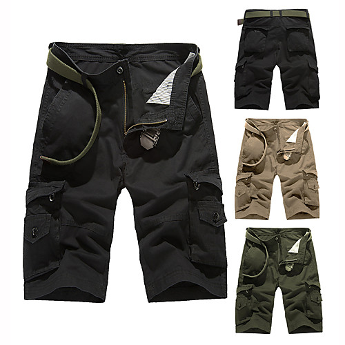 

Men's Hiking Shorts Hiking Cargo Shorts Solid Color Summer Outdoor 10 Ventilation Multi-Pockets Breathable Soft Cotton Shorts Bottoms Black Khaki Green Hunting Fishing Climbing 28 29 30 31 32